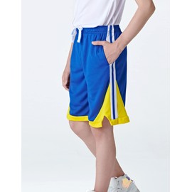 5 Pack Big Boys Youth Athletic Mesh Basketball Shorts with Pockets Quick Dry Activewear (Set 3, Large)