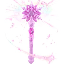 Funmo Luminous Snowflake Wand Snowflake Fairy Wand Child Girls Princess LED Light Stick with Sound Princess Party Accessories Costume Cosplay Accessories Party Decoration