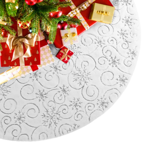 XIMEY Round Christmas Tree Skirt, 90 cm, Beautiful Christmas Tree