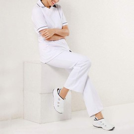 Nursery Light Jacket, Non-See-through, Stretchy, Medical Nursing, Lab Coat, White x Navy (white base)