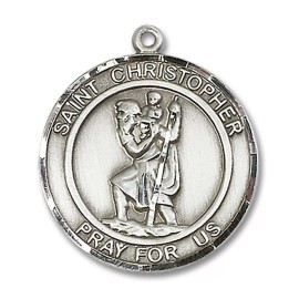 Bliss Sterling Silver Saint Christopher Catholic Medal Pendant Necklace 24" Chain