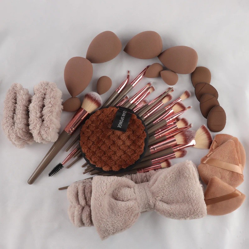 Pinceles Y Herramientas De Maquillaje Profesionales 56 Pcs Marrón