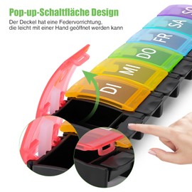 Opret Pill Box 7 Days German Pill Box 7 Days Rainbow Medication Box Weekly Pill Box 7 Days Small Easy to Open for On the Go