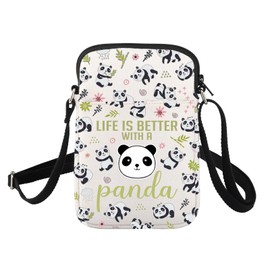 FUSTMW Panda Crossbody Bag Panda Gifts for Panda Lovers Life is Better with a Panda Cell Phone Purse with Adjustable Strap, Panda Crossbody Bag