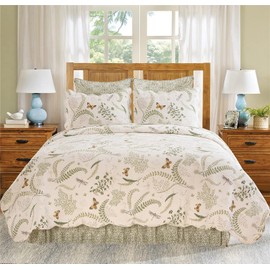 C&F Home Althea Butterflies Full/Queen Quilt 100% Cotton Lightweight Machine Washable Reversible Bedspread Coverlet All Seasons Summer Spring Springtime Bed Bedroom Decor Decoration Full/Queen Green