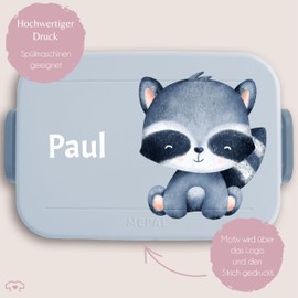 Children's Bento Box Midi Lunch Box for Mepal Bento Box - Cute Raccoon - 900 ml - Light Blue - Raccoon Lunch Box