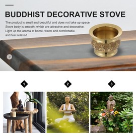 HEALLILY Buddhist Incense Burner Copper Treasure Basin Offering Bowl Ornaments Buddha Chinese Offering Basin Incense Holder Buddhist Meditation Golden