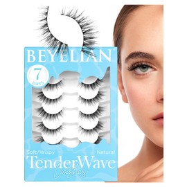 BEYELIAN False Eyelashes Natural Look 7-14mm Cat Eye Wispy Lashes Mink Soft and Lightweight 3D Volume Faux Mink Lashes Wispy, Reusable, Easy to Apply 7 Pairs (7P-RSM-25)