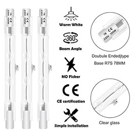 Queeplo Queeplo 5 Stck R7S Halogen Leuchtmittel 100W 230V Dimmbar Warmwei?,78mm R7S Halogenstab