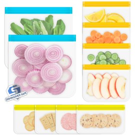 Reusable Storage Bags, 10 Pack Dishwasher Safe Silicone Food Storage Bags with 3 Sizes for Marinate Meats, Sandwich, Snack, Cereal, Travel Item