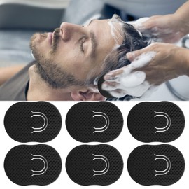 Pocket Palm Brush Comb, 6pcs Portable Mens Palm Soft Scalp Massager Hair Shampoo Beard Comb Head Scrubber Hairbrushes Creative Massage for Deep Cleaning Pet Grooming Home Office Car Travel (Black)