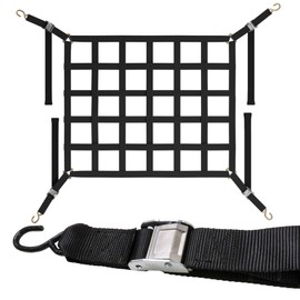 US Cargo Control Cargo Net for Pickup Truck Bed 4.2 FT x 3.5 FT, Adjustable Truck Cargo Net with S-Hooks & Cam Buckles, Fits Short Pickup Beds - Can Also Use in Trailers, Garages, Sheds