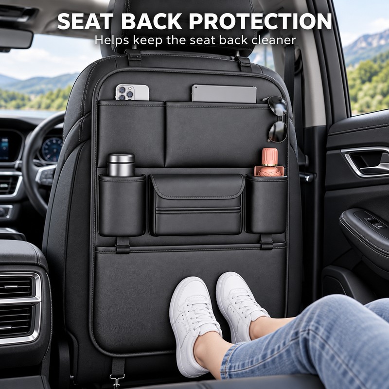 6-Pocket Car Seat Back Organizer for Travel Storage – Waterproof