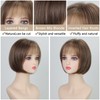 TISHINING Short Brown Mix Blonde Highlight Bob Wig with Bangs