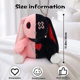 Ponjauk Goth Bunny Plush Rabbit Stuffed Animal Horror Plushies Easter Stuffed Animal Creepy Spooky Bunny Stuffed Animal Crazy Rabbit Plushie Toy