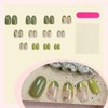 Green French Tip Press on Nails Medium Short Fake Nails