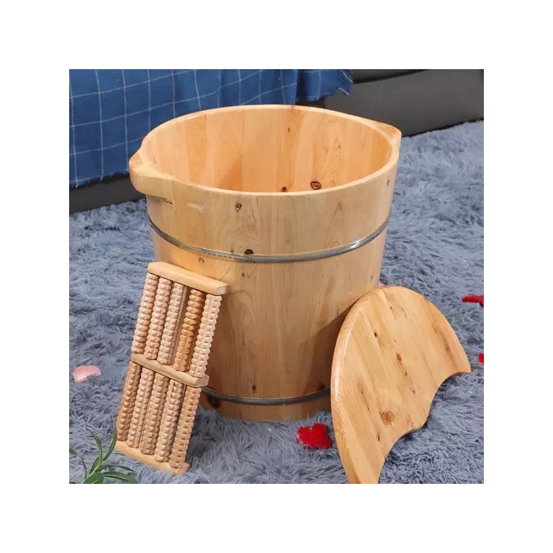 편백나무 족욕기 발샤워 바스켓 족욕통 대야 발찜질기 [21 양손잡이 뚜껑