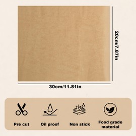 Baking Paper, 50 PCS Parchment Paper for Baking, Greaseproof Paper Pre-Cut Parchment Paper, Non-Stick Baking Parchment Paper or Air Fryer, Grilling, Oven (20 * 30cm)
