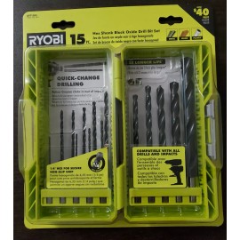 Ryobi 15 PC Hex Shank Black Oxide Drill Bit Set - A971503