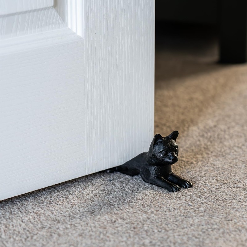 Woodside Heavy Duty Cast Iron Decorative Cat Door Wedge Stop,