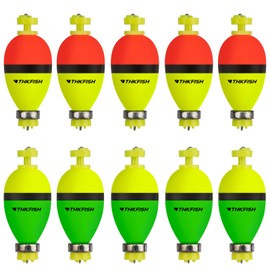 THKFISH Pack of 10 Floats Fishing Set, Weighted Float Fishing, Foam Oval Slip Bobbers, Fishing Floats for Fishing Bluegill Crappie Panfish Bass Trout, 1 in / 1.5 in / 2 in