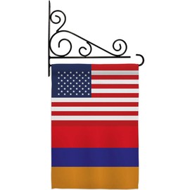 Armenian US Friendship Garden Flag - Set Wall Holder Regional USA American Alliance World Country Particular Area - House Decoration Banner Small Yard Gift Armenia Made in 13 X 18.5