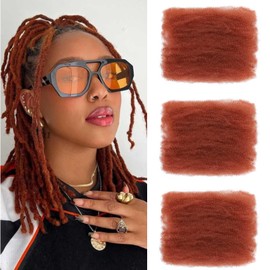 Afro Kinky Curly Braiding Hair for Dreadlock Extensions Repair Locs 3 Packs Synthetic Afro Kinkys Bulk Hair Bundles Micro Spring Afro Twist Hair Bulk for Mini Twist Hair (350#, 8 Inch)