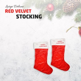 1ABOVE Large Deluxe Red Velvet Stocking, 65cm Long Stocking, Christmas Hanging Sack Xmas Gifts Bag Santa Socks Christmas Decorations