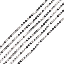 MECCANIXITY 11 Yard 2mm Crystal Rhinestone Diamond Close Chain Trim Trimming Claw Cup Chain for Sewing, Crafts, DIY Jewelry Wedding Rainbow