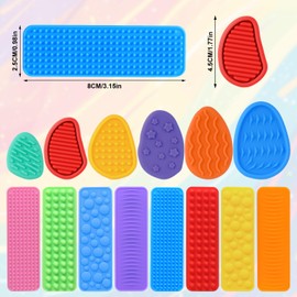 Gosknor 14-Piece Sensory Fidget Toy Set, 6 Worry Stones & 8 Suction Strips, Textured Touch Toys for Children, Adults, Calming Tools, Autism for Desk, Classroom, Office