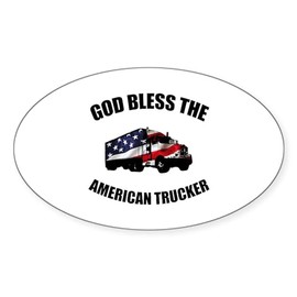 CafePress American Trucker Oval Car Bumper Sticker
