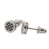 Round Stud Earrings for Men Black Silver Small Studs Cubic