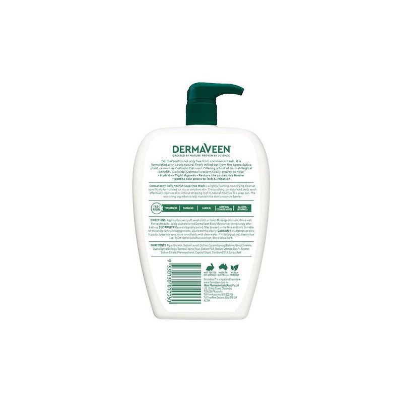 DermaVeen Daily Nourish Soap-Free Wash 500mL