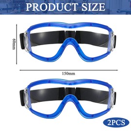 Spetsbst Pack of 2 Safety Glasses for Children, Safety Glasses with Wind Resistance, Anti-Fog Work Safety Glasses, Safety Glasses for Nerf/Laboratory/Shooting Games/Water Battle (Blue)