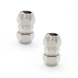 SRJQXH Pack of 2 Crimp Fittings, 10 mm, Silver Colour Ferrules Compression Fitting, Nickel-Plated Copper, Pneumatic Compression Fitting, Can Be Used for Pipes, Air Compressors