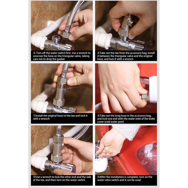 G1/2 Toilet Bidet Seat Attachment Water Spray Double Nozzle Non