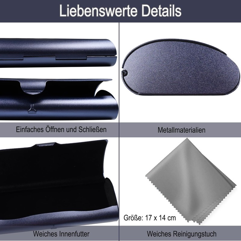 Eyglajdd Lightweight Aluminium Glasses Case for Men and Women, darkblue