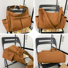 ModaZeal Canvas Shoulder Bags for Women Men, Large Hobo Messenger Bags Soft Denim Leisure Travel Bag Multiple Pockets Denim Tote Bags With Adjustable Shoulder Straps