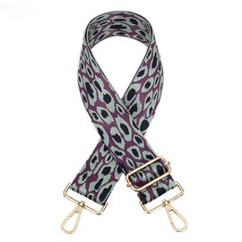 Adjustable Shoulder Strap for Bags 5 cm Wide Bag Strap Shoulder Strap for Men Women 80-130 cm Leopard Print Boho Style Replacement Shoulder Strap with Carabiner DIY Accessories for Bag Green Purple