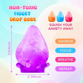 3Pack Squeeze Sensory Balls Fidget Toys for Kids, Water Drop Fidget Cube Sensory Balls Stress Toys Anxiety Relief, Stress Cube Stress Ball, Squishy Stress Balls for Adults