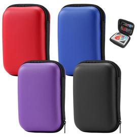 Pack of 4 Playing Card Box, Waterproof Card Game Case, Dustproof Card Game Storage Box, Black/Red/Purple/Blue, Empty Playing Cards Case for Storing Headphones and Data Cables, wood-coloured,