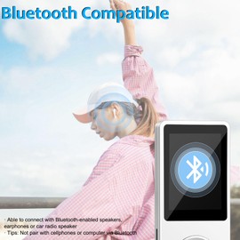 64GB MP3 Player with Bluetooth, Portable HiFi Lossless MP3 Music Players with Speaker and Earphones, Multifunctional Media Player with FM Radio, Up to 128GB Extension, Support Shuffle Playback