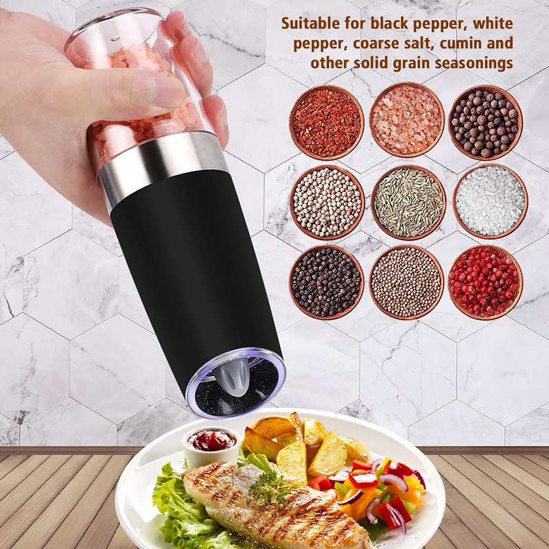 Gravity Electric Salt Pepper Mill Set, Electric Salt and Pepper