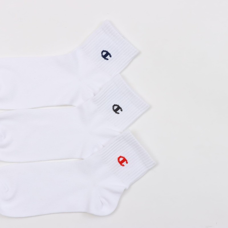 Champion CWSCB201 Women's Socks, 3-Pair Set, One Point Logo Embroidery,