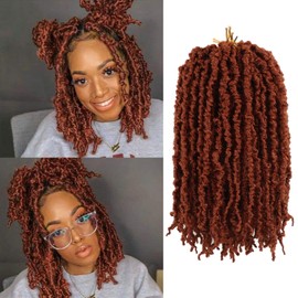 New Butterfly Locs Crochet Hair 10 Inch 8 Packs for Black Women Goddess Locs Crochet Hair Pre Looped Soft Faux Crochet Braids Hair Extension (Ginger, 10 Inch)