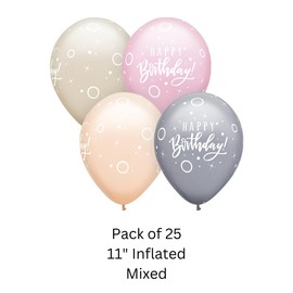 Qualatex 42822 Birthday Dots & Sparkles Assorted 11"/ 11-inch Round Latex Party Balloons (Pack of 25)