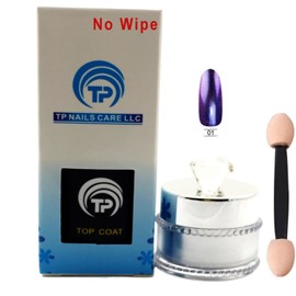 Magic Mirror Chrome Effect Metallic Powder Plus No Wipe Top Coat. App. 5g per jar / 15 ml per No Wipe Bottle (Mirror #01 / No Wipe)