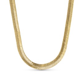 Bling Jewelry Flexible Flat Contoured Gold Silver Two Tone Cubetto Omega Snake Chain Link Collar Herringbone Choker Necklace for Women Teenagers 5 mm 10 Wide, Yellow Gold, No Gemstone