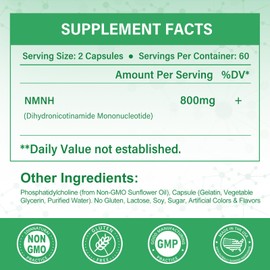 SUPRANOURISH Pure NMNH Supplement 120 Capsules - 800mg High-Purity NMNH Supplements, NAD Supplement for Boost NAD+ for Anti-Aging & Cellular Energy