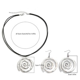 2PCS Spiral Earrings Necklace Sets for Women,Spiral Earrings Necklace Geometric Round Swirl Earrings,Spiral Earrings Round Spiral Statement Earrings Vintage Boho Summer Beach Trendy Jewelry Gifts (1419)
